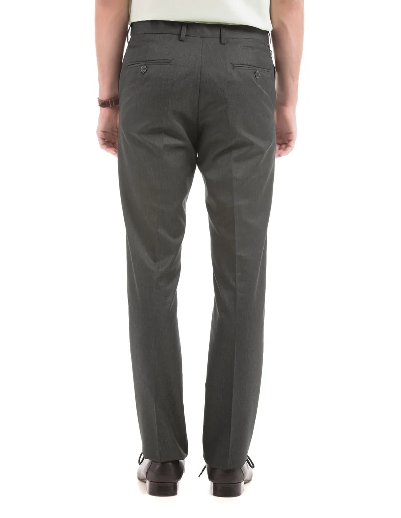 Arrow Charcoal Flat Front Tapered Fit Trousers for Men | Best Price UAE