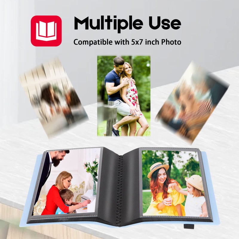 Aevdor 2Pack ألبوم صور صغير 5x7 يحمل 64 صورة مع فرقة مرنة قوية 5x7 مصغرة صور الصور الألبوم للصور الفنية - Image 2