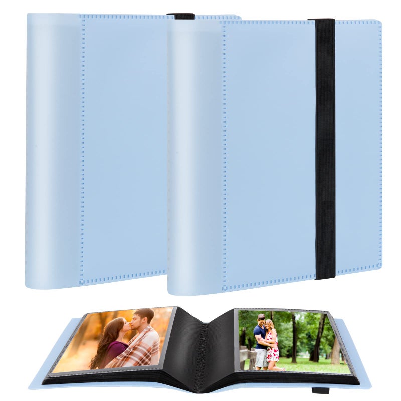 Aevdor 2Pack ألبوم صور صغير 5x7 يحمل 64 صورة مع فرقة مرنة قوية 5x7 مصغرة صور الصور الألبوم للصور الفنية - Image 1