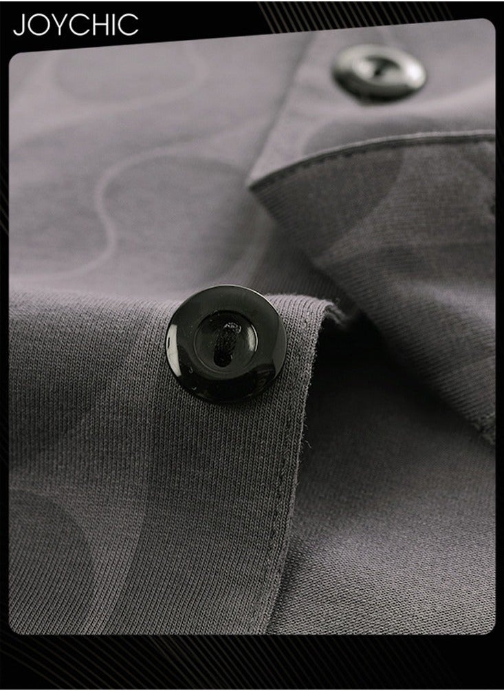 NIBEMINENT - 2-piece of Men's Lapel Pajamas Set Spring and Autumn Winter Pure Cotton Skin-friendly Breathable Sleepwear Long-sleeved Homewear with Pockets - Image 1