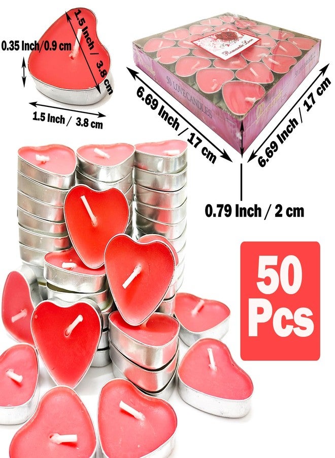 xlehoely 50 Pack Heart Shaped Unscented Tealight Candles, Long Lasting, Smokeless & Dripless for Mood, Romantic Decor, Pool, Dinners - Image 2