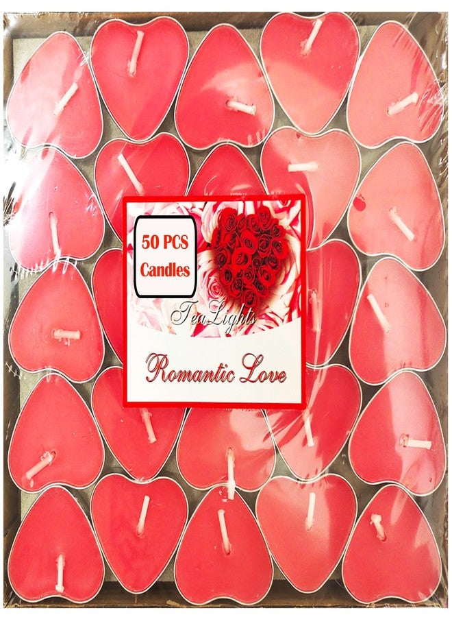 xlehoely 50 Pack Heart Shaped Unscented Tealight Candles, Long Lasting, Smokeless & Dripless for Mood, Romantic Decor, Pool, Dinners - Image 1