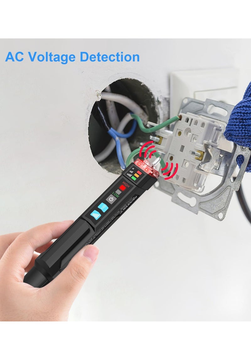 Excefore - Voltage Tester, Alert Detector with Sound and Light Alarm, Flashlight, Wire Breakpoint Finder, Portable Non-contact AC Voltage Tester, with Dual Range AC 12V-1000V/48V-1000V - Image 1