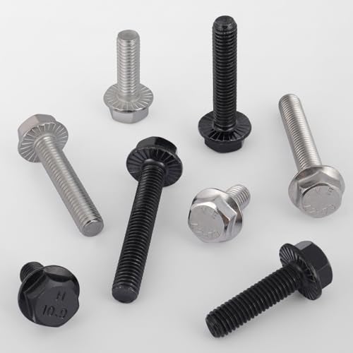 VGBUY M10-1.5 x 25mm Flanged Hex Head Bolts,304 Stainless Steel 18-8,Fully Threaded,Silver External Flange Hex Drive Screws,Pump,Fix Car,DIY Project(16Pcs) - Image 5