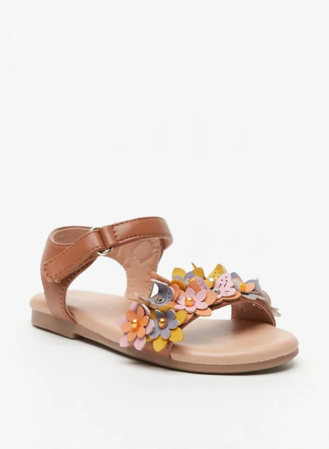 Flora Bella By Shoexpress Girls Embellished Sandals with Hook and Loop Closure