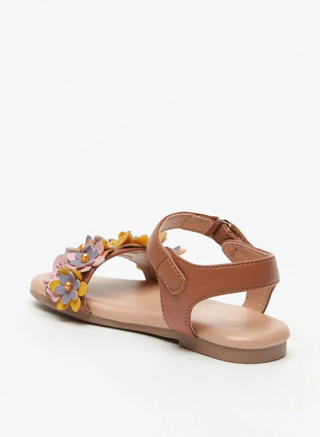 Flora Bella By Shoexpress Girls Embellished Sandals with Hook and Loop Closure