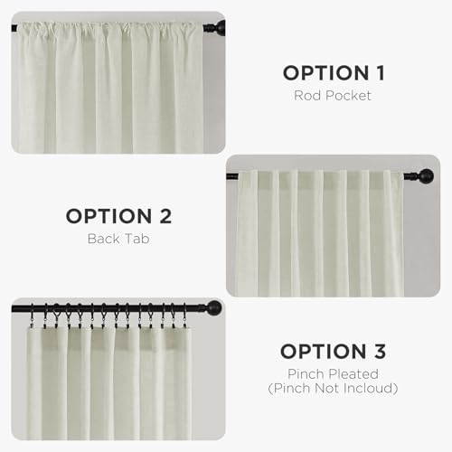 Joydeco Linen Curtains 96 Inch Length 2 Panel Sets,Light Filtering Curtains for Bedroom 52 Inch Wide Living Room Drapes with Back Tabs & Rod Pockets (W52 x L96 Inch, Oatmeal) - Image 4
