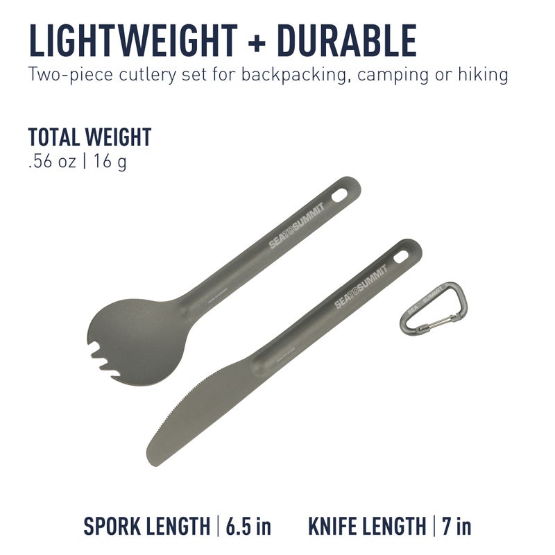 Sea to Summit Alpha Light Aluminum Camping Cutlery Set, Knife, Fork, Spoon - Image 3