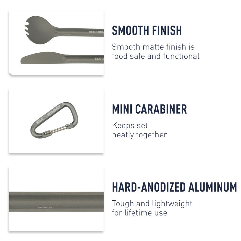 Sea to Summit Alpha Light Aluminum Camping Cutlery Set, Knife, Fork, Spoon - Image 4