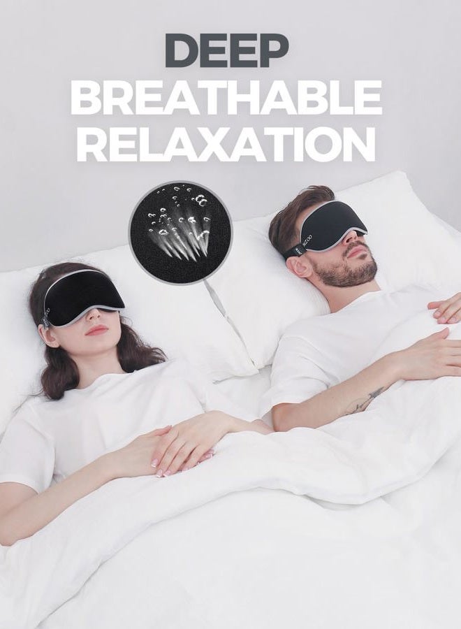 MZOO Luxury Sleep Mask for Back and Side Sleeper, Completely Block Out Light Sleeping Eye Mask for Women Men, Zero Eye Pressure 3D Contoured Night Blindfold, Breathable & Soft Eye Shade Cover Black - Image 5