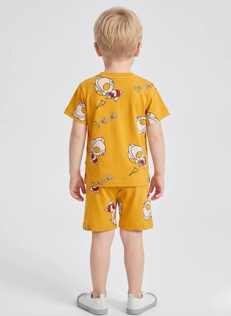 بيبي كلو Boys Mustard Rocket Print Shorts Set