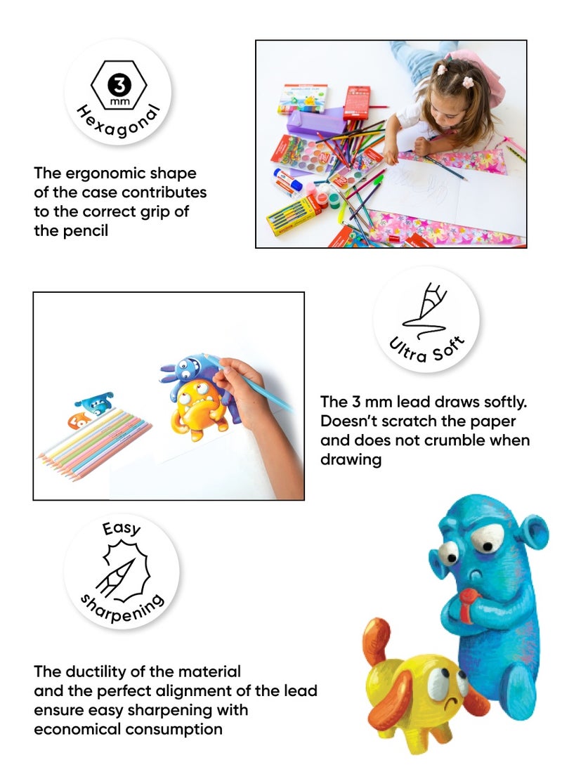 إريك كراوس البلاستيك سداسية اللون أقلام إريك كراوس جولي فريندز 12 الألوان ، 3 ملليمتر الرصاص (في علبة كرتون مع شماعات 12 قطع) - Image 5