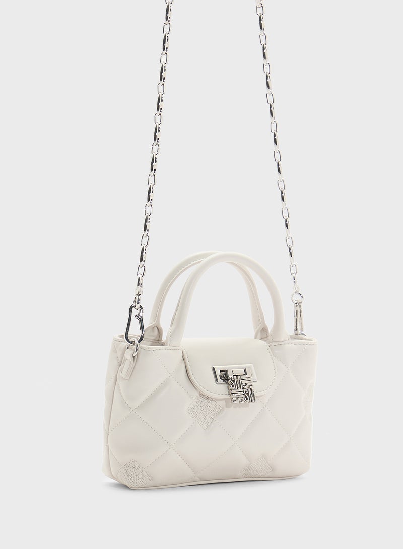 STEVE MADDEN Bosco Quilted Flap Over Logo Satchel Bag  - Image 3