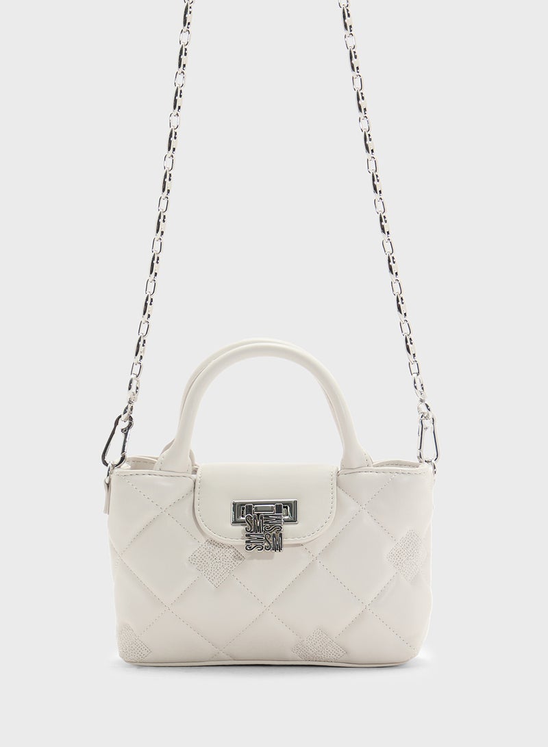 STEVE MADDEN Bosco Quilted Flap Over Logo Satchel Bag  - Image 1