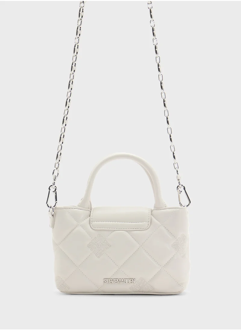 STEVE MADDEN Bosco Quilted Flap Over Logo Satchel Bag