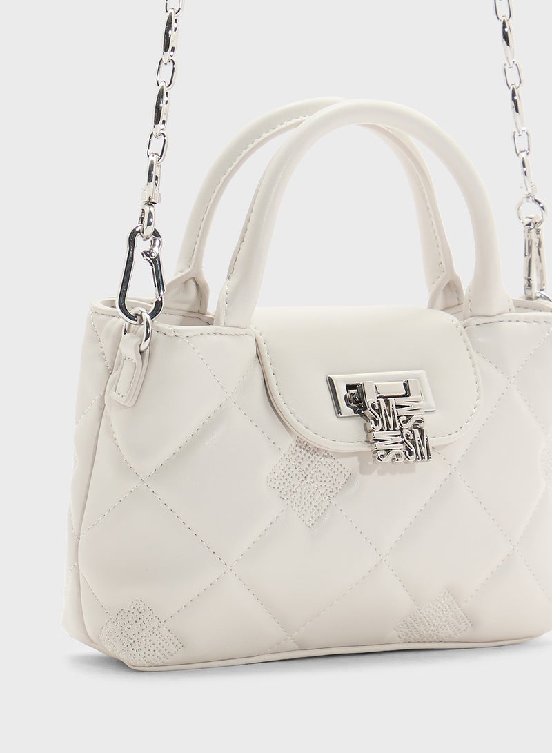 STEVE MADDEN Bosco Quilted Flap Over Logo Satchel Bag  - Image 4