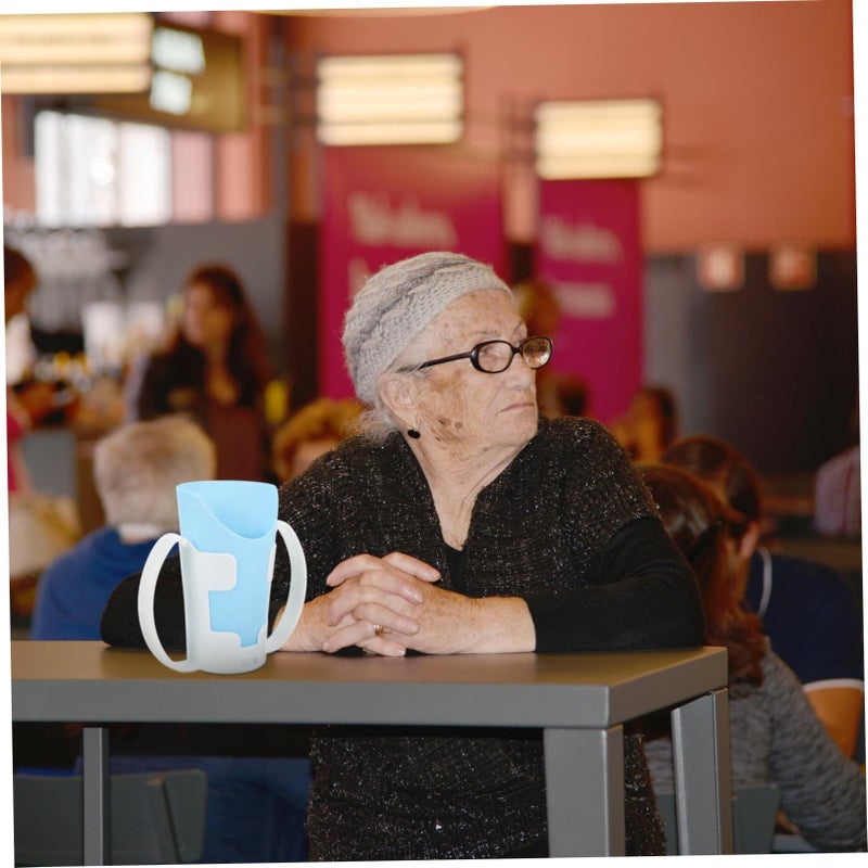 Elderly Care Drinking Cup Holder For Bedridden Patients Spill Proof Liquid Feeding Mug With Handle U Shaped Design Easy Drinking For Seniors Convalescent Use Blue - Image 4