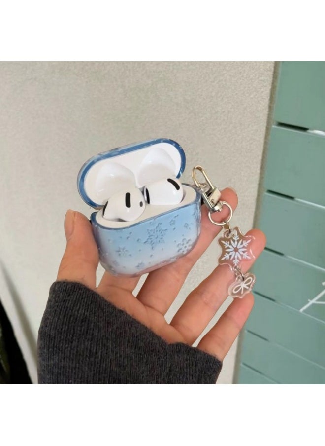 Generic - Simple Personality Gradient Blue Snowflake For Apple AirPods1/2 Bluetooth Headset Pro Protective Cover 3/4 For Soft-Color:Gradient Blue Snowflake Earphone Case Shell + Pendant-Applicable Models:Airpods Pro2 - Image 1