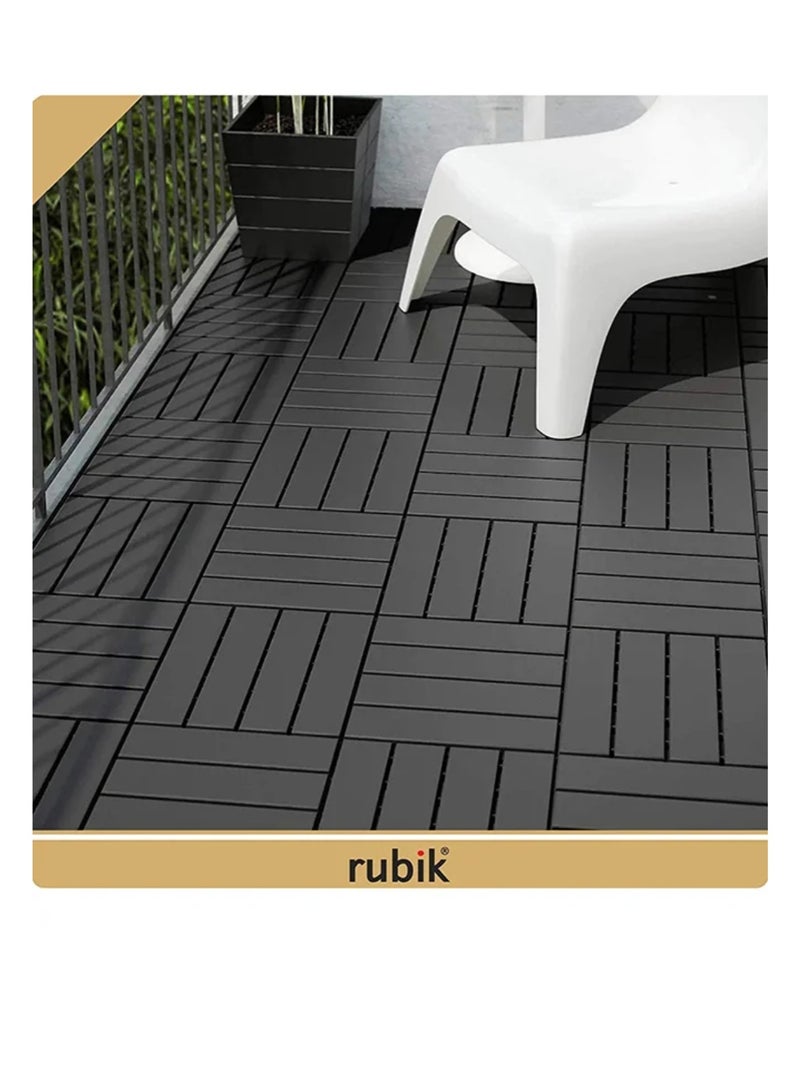 Rubik 9-piece set of dark gray polypropylene plastic outdoor floor tiles - Image 2