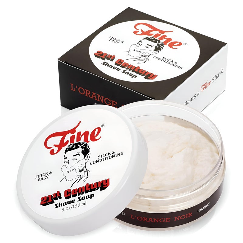 Fine Mr Fine 21C Mens Shaving Soap Builds Thick  Easy Lather Protects From Razor Burn  Irritation No Artificial Colors Made In Italy 5oz 150ml LOrange Noir