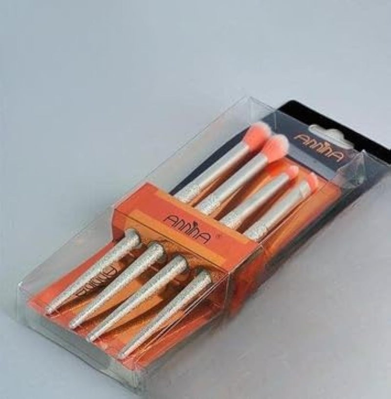 4pcs Makeup Brushes Set - Eyeshadow, Blush, Foundation, Lip Crystal Diamond Brush Kits (Silver)