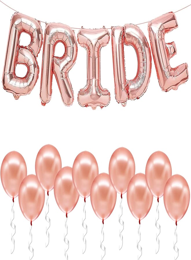 KATCHON Bride Balloons Rose Gold, 16 Inch - Bride Balloon, Bride Decorations | Bachelorette Party Decorations | Rose Gold Bride Balloon for Bridal Shower Decor | Bride Mylar Balloons for Engagement, Wedding
