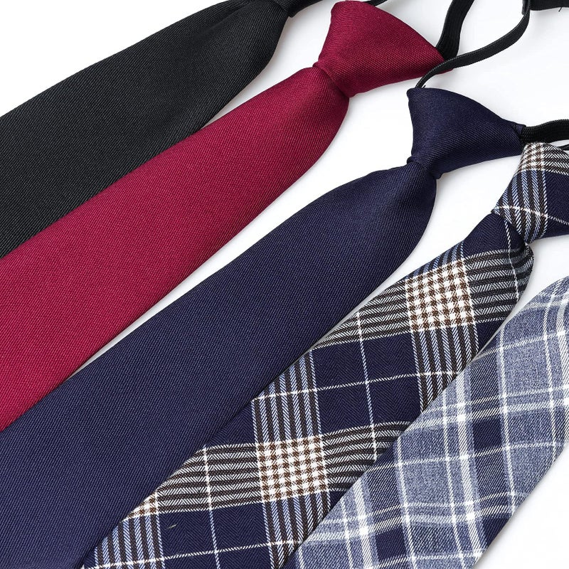 Sucrain 5pcs Boy's Necktie Pre-tied Adjustable Neck Strap Tie for Wedding Graduation School Uniforms - Image 5