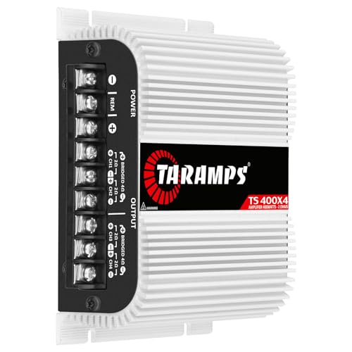 Taramp's مضخم صوت ستيريو متعدد القنوات Taramps TS 400x4 2 أوم أبيض 400 وات RMS، 4 قنوات، نطاق كامل، صوت السيارة رقمي 2 قناة موصولة، تقاطع عالي/منخفض، مع RCA ومدخل مستوى عالٍ تلقائي - Image 2