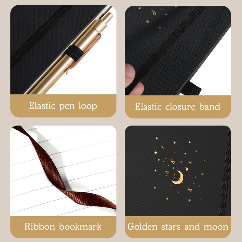 CAGIE Journal Notebook for Women Men, Hardcover Lined Notebooks Journals for Writing Work Journaling Note Taking Diary with Pen Loop (Black Ruled), Gifts, 5.7" x 8.3", 196 Pages - Image 3