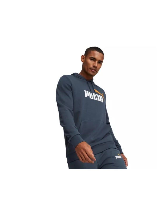PUMA Ess+ 2 Col Big Logo Hoodie Fl B Gray Ski - Image 1