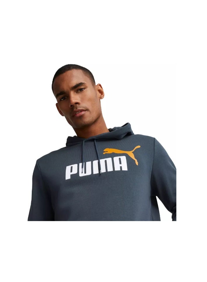 PUMA Ess+ 2 Col Big Logo Hoodie Fl B Gray Ski - Image 2
