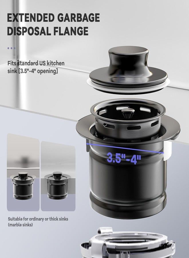 KONE Extended Garbage Disposal Flange with Strainer and Stopper, Deep 304 Stainless Steel Kitchen Sink Flange for 3-1/2 Inch Standard Sink Drain, Convenient for Water Storage and Drainage Black - Image 3