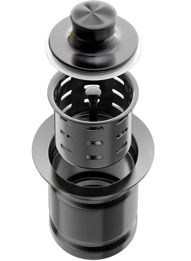 KONE Extended Garbage Disposal Flange with Strainer and Stopper, Deep 304 Stainless Steel Kitchen Sink Flange for 3-1/2 Inch Standard Sink Drain, Convenient for Water Storage and Drainage Black - Image 1