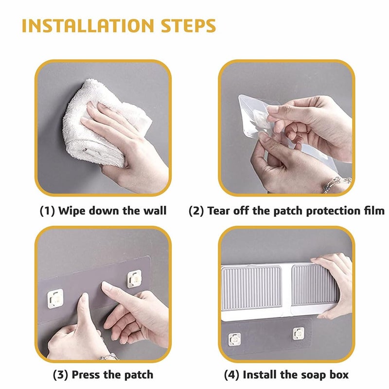 Brain Freezer Wall Mounted Soap Box with Lid Double Grids Soap Draining Rack Bathroom Soap Holder Plastic-(Grey) - Image 3