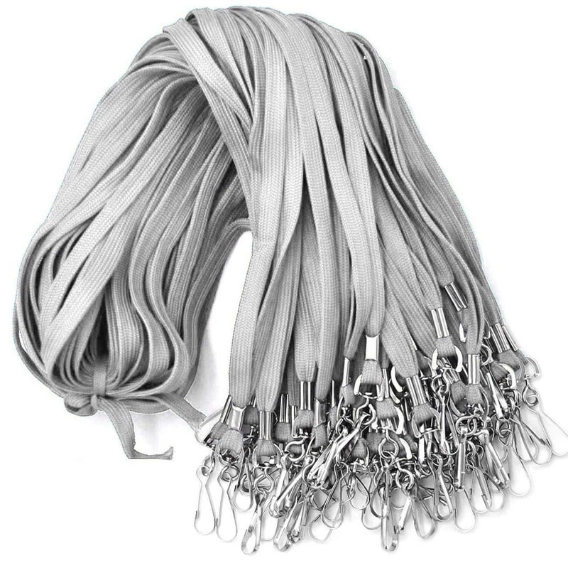 Beebel Lanyards 100 Pack Gray Lanyard with Swivel Hook Clips for ID Name Badge Holder Gray 100 Pack