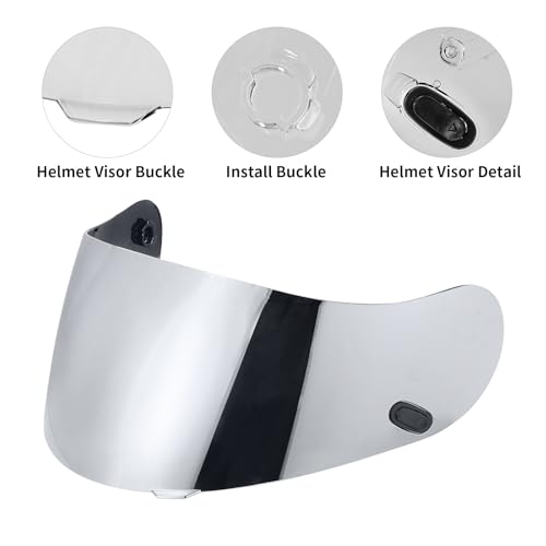VCOROS Motorcycle Helmet Face Shield Visor Repalcement for HJC Helmet HJ-09 CL-15 CL-17 CL-16 CL-SP AC-12 FS-10 CS-R1 IS-16 CS-R2 Shield(Chrome Silver) - Image 2