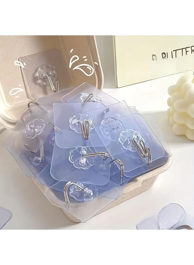 10pcs Clear Adhesive Wall Hooks No Drill Strong Damage Free Hanging For Home Kitchen Bathroom - Image 1