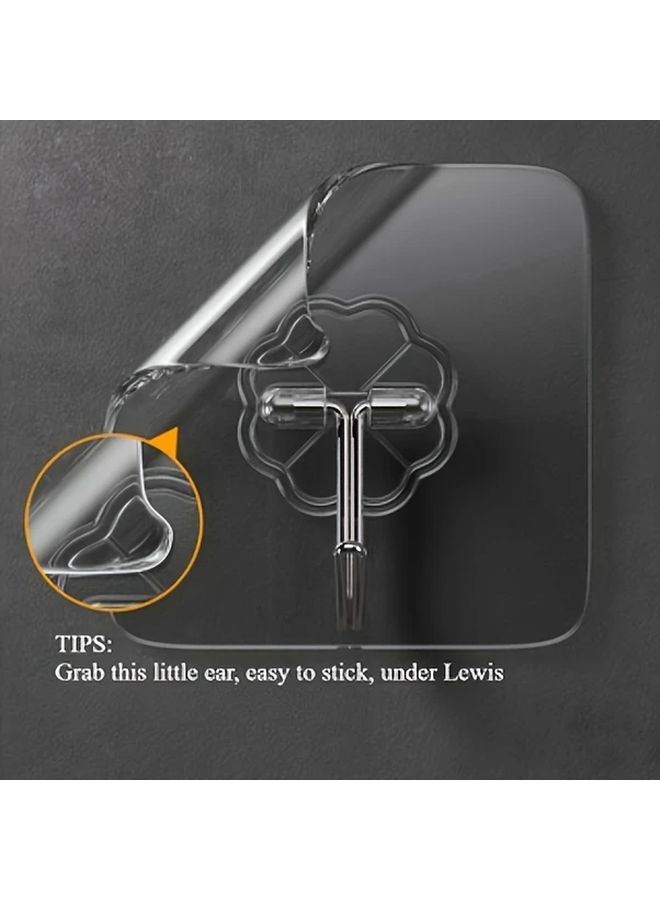 10pcs Clear Adhesive Wall Hooks No Drill Strong Damage Free Hanging For Home Kitchen Bathroom - Image 3