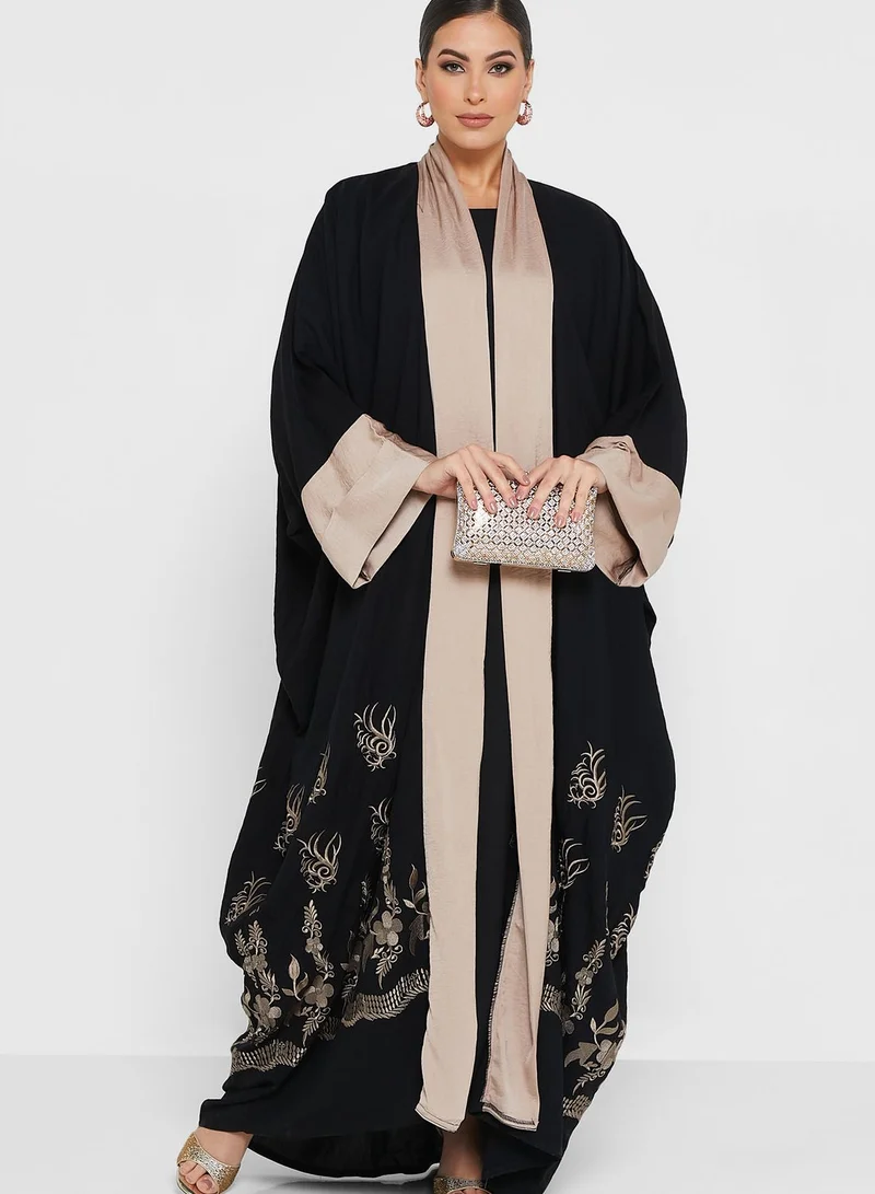 hayas closet Floral Embroidery Detail Abaya
