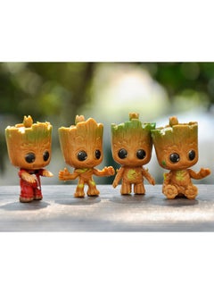 Generic Set of 4 Guardians of the Galaxy Groot Figure Toy, Mini Model Statue Figure Toy, High Quality Cartoon Figure Toy for Collection, Micro Landscape Desktop Decoration  - Image 1