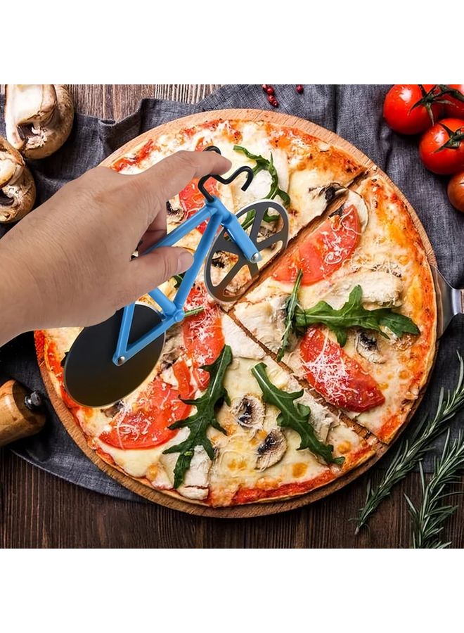 Heavy Duty Blue Pizza Cutter Dual Roller Wheel with Sharp Stainless Steel Blades Non Stick Kitchen Tool For Home Pizzeria Party Use - Image 4
