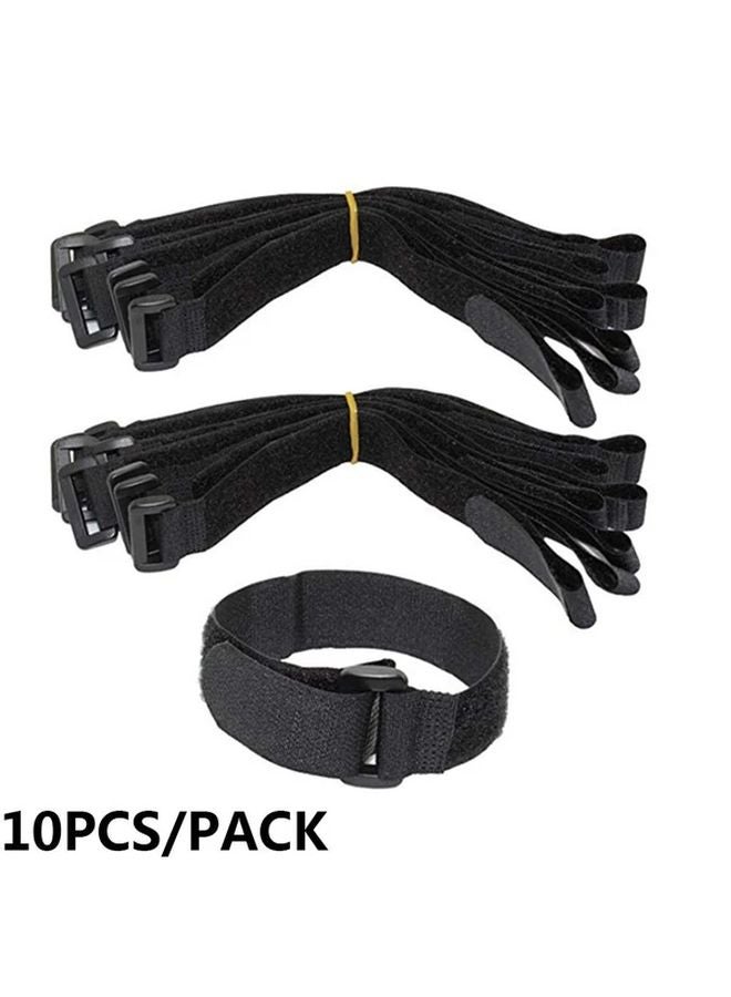 10pcs Black Nylon Hook Loop Straps Reusable Fastening Ties 20x500mm Multi Purpose - Image 1