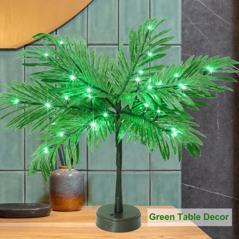 Elnsivo Luau Party Decorations Palm Tree with Lights, Lighted Palm Tree for Table Decor 23In Artificial Light Up Trees Green Table Centerpieces for Tropical Hawaiian Party Tiki Bar Home Summer Decor - Image 4
