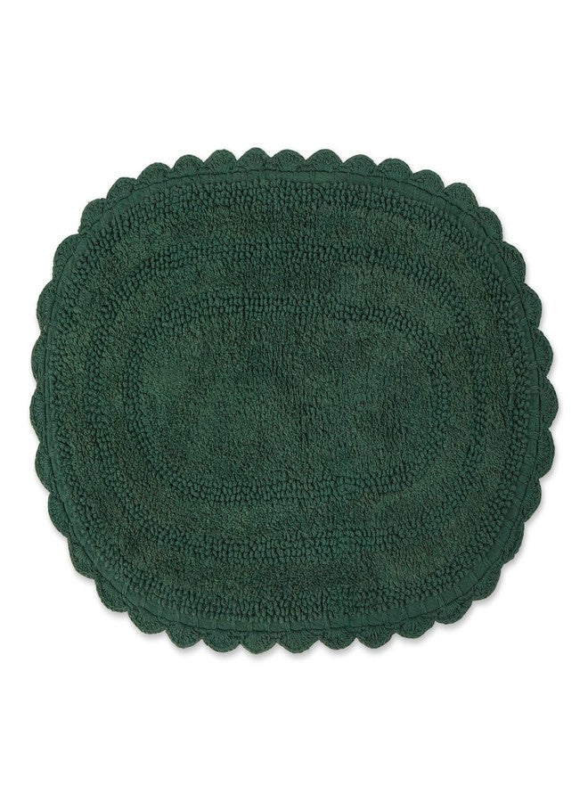 DII Crochet Collection Reversible Bath Mat, Small Oval, 17x24, Dark Green - Image 1