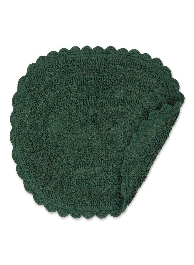 DII Crochet Collection Reversible Bath Mat, Small Oval, 17x24, Dark Green - Image 2
