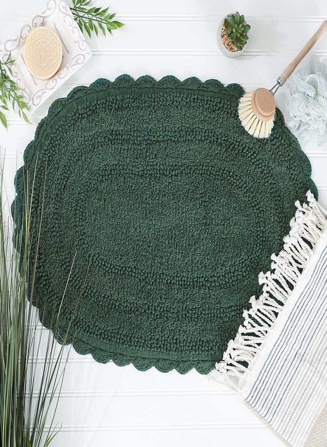 DII Crochet Collection Reversible Bath Mat, Small Oval, 17x24, Dark Green - Image 3