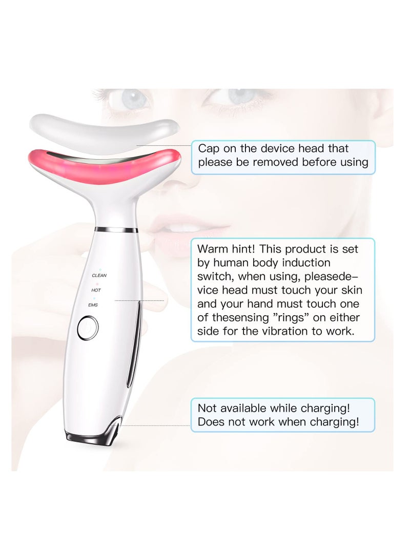3in1 Facial and Neck Beauty Massager with LED Thermal and Vibration Technology for Firming Repairing and Smoothing Skin White - Image 3