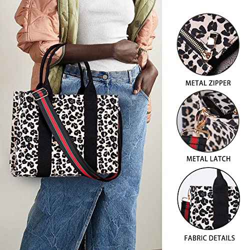 MEEJUNE Canvas Tote Bag for Women - Top Handle & Crossbody, Zipper Closure, Trendy Shoulder Bag with Adjustable Strap - Image 4