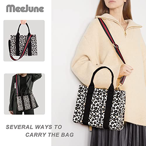 MEEJUNE Canvas Tote Bag for Women - Top Handle & Crossbody, Zipper Closure, Trendy Shoulder Bag with Adjustable Strap - Image 5