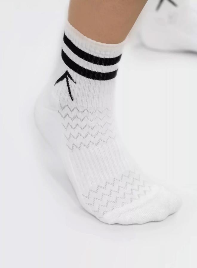 Wizard Pack of 3 - White Stripes Short Crew Cotton Socks - Image 4